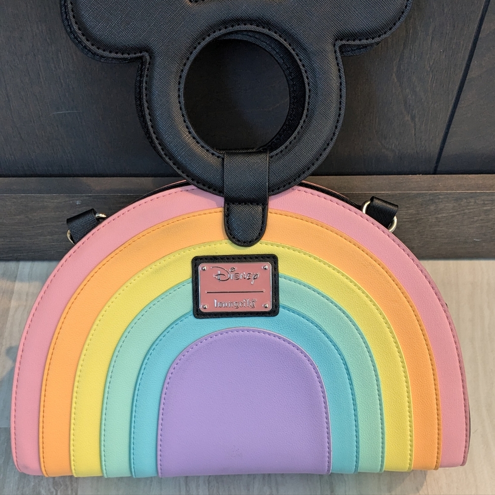 Disney x LoungeFly Mickey Mouse Pastel Rainbow Crossbody Bag